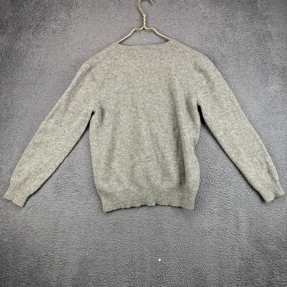 Polo Ralph Lauren Mens Large Gray‎ 100% Lambs Wool V-Neck Sweater Italian Yarn